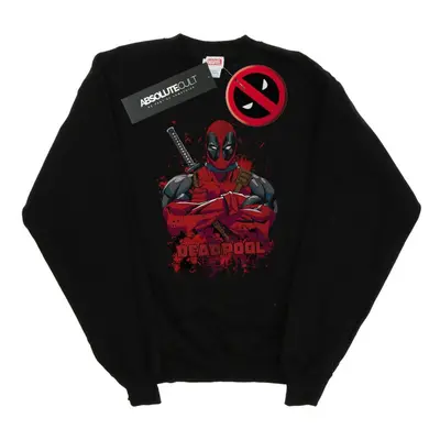 (L, Black) Marvel Mens Deadpool Pose Splat Sweatshirt