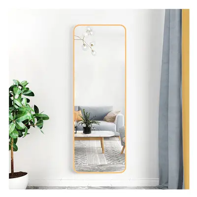 (Gold) Full Length Mirror with Rounded Corners Door Hanging Hooks