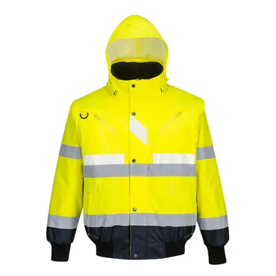 (4XL, Yellow/Navy) Portwest Mens Glowtex Hi-Vis In Bomber Jacket