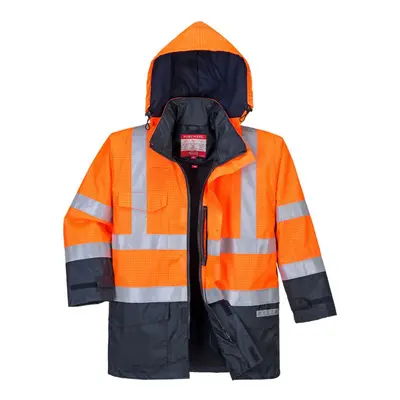 (XXL, Orange/Navy) Portwest Mens Bizflame Rain Hi-Vis Safety Jacket