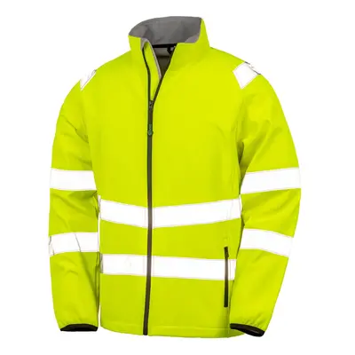 (M, Fluorescent Yellow) Result Genuine Recycled Mens Hi-Vis Softshell Printable Jacket