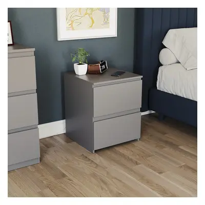 (Grey) Denver Drawer Large Bedside Chest Storage Unit