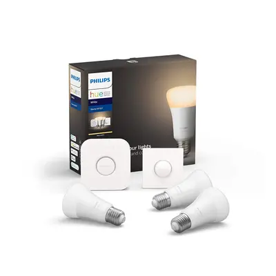 Philips Hue Starter Kit White Ambiance: Smart Bulb Pack LED [E27 Edison Screw] Including Hue Sma