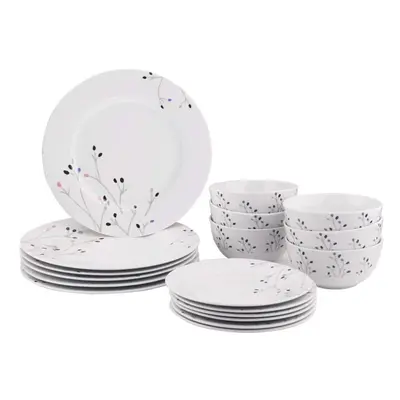 Amazon Basics 18-Piece Kitchen Dinnerware Set Plates Dishes Bowls Service for Branches