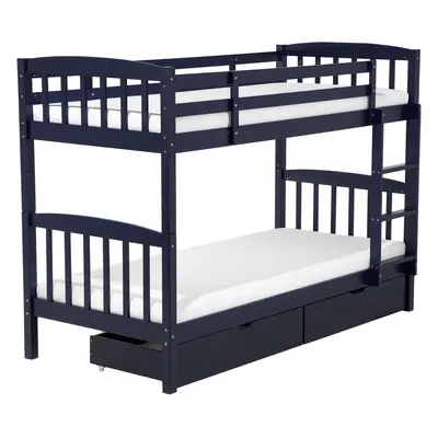 Bunk Bed with Drawers Wood REVIN x cm (EU Single) Navy Blue