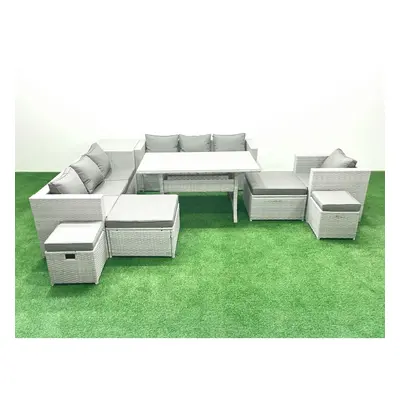 Fimous Rattan Garden Furniture Dining Set Seater Lounge Sofa Chair Dining Table Set with Footsto