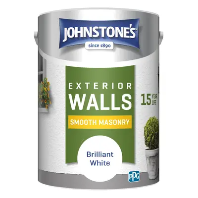 Johnstone's, Exterior Smooth Masonry Paint, Brilliant White, Up to Years Protection, Weather & D