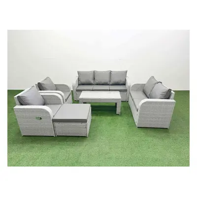 Fimous PE Rattan Garden Furniture Set Adjustable Chair Sofa Double Love Seat Seater Sofa Lounge 