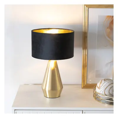 ValueLights Jax Black Velvet with Gold Shade Gold Touch Table Lamp