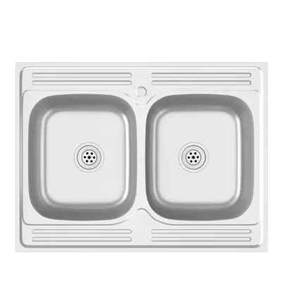 vidaXL Kitchen Sink with Double Basins Silver 800x600x155 mm Stainless Steel