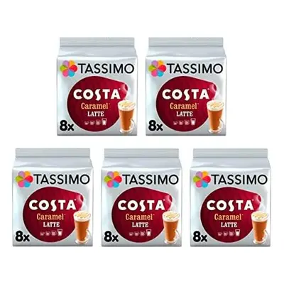 Tassimo Costa Caramel Latte Coffee Pods x8 ,Pack of 5, Total Drinks