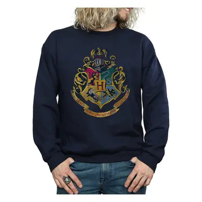 (XL, Navy Blue) Harry Potter Mens Hogwarts Crest Cotton Sweatshirt