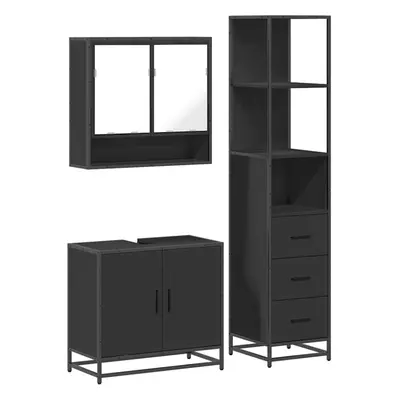 (black) vidaXL Piece Bathroom Furniture Set Sonoma Oak Engineered Wood