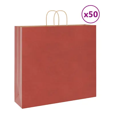 (red, x x cm) vidaXL Paper Bags pcs with Handles Brown 15x8x21 cm Grocery Paper Gift Bag