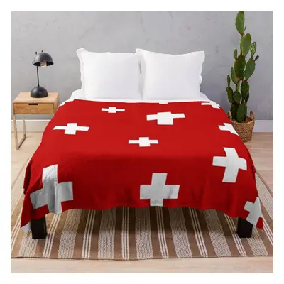 Fleece Throw Blanket Swiss flag for Sofa Couch Kids x Inches