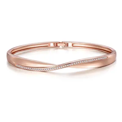 Rose Gold Plated Arc Bangle Created with Swarovski Crystals