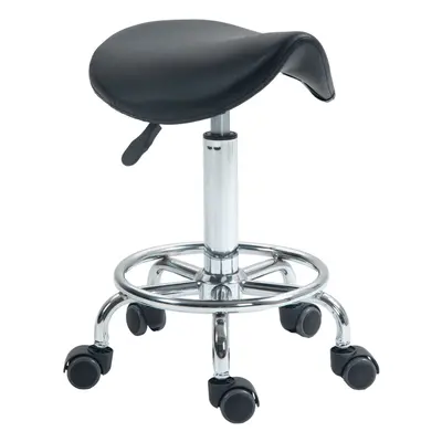 HOMCOM Saddle Chair, Rolling Salon Stool for Massage Spa Clinic Beauty, Black