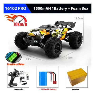 (as the picture, 16102pro yellow) 4x4 Remote Control Car 16101pro/16102pro Brushless 4wd 70km/h 