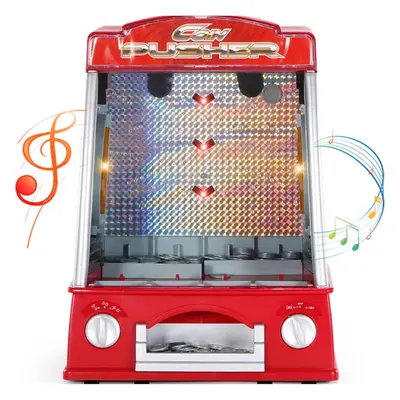 Arcade Coin Pusher Game Machine Novelty Battery Powered Light Sound Slot Machine