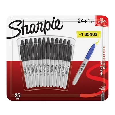 Sharpie Permanent Markers Fine Point Black + Blue Marker Pen Count Marker Set