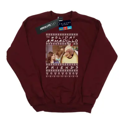 (M, Burgundy) Friends Womens/Ladies Fair Isle Holiday Armadillo Sweatshirt