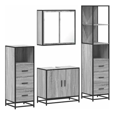 (grey sonoma) vidaXL 4ÃÂ Piece Bathroom Furniture SetÃÂ Sonoma Oak Engineered Wood