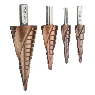 Drillpro HSS-Co M35 Cobalt Step Drill Bit Triangle Shank 4-12/4-20/4-32mm Spiral Flute Step Dril