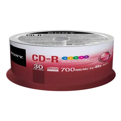 Sony 30CDQ80XP CD-R 48X min/700MB Color Spindle Compact Disc 30-Pack