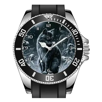 Gothic Cat In Snowy Night Art Rare Collectible Unisex Sporty Watch UK FAST