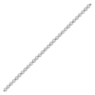 Jewelco London Girls Sterling Silver Cubic zirconia Bubbly Line Tennis Bracelet 2mm inch - GVB42