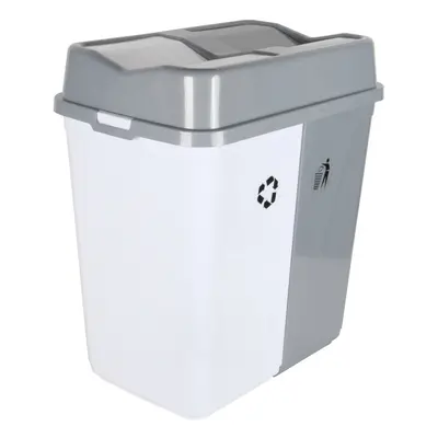 (White & Grey) 100L Double Bin. Waste Separation Recycling Bin.