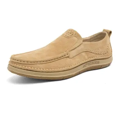 (beige, 38) Genuine Leather Men Casual Shoes Business Luxury Brand Italian Mens Loafers Moccasin