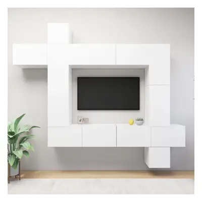 vidaXL TV Cabinet Set Piece White Chipboard Hanging TV Cabinet Hifi Set