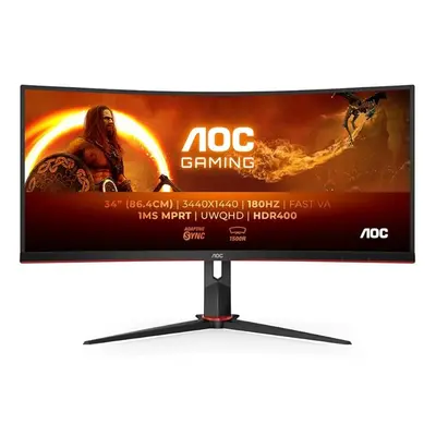 34 inch Gaming WQHD curved monitor,180Hz, Fast VA, 1ms GTG, FreeSync Premium, HDR400, Height Adj