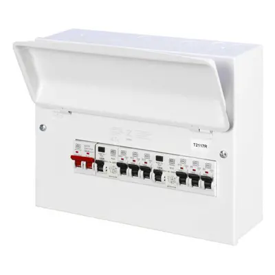 MK WAY POPULATED CONSUMER UNIT: MAIN SWITCH, X 100A TYPE A RCD + MCB (2/6,1/16,2/32,1/40)