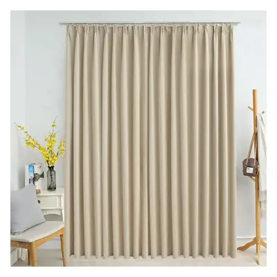 vidaXL Blackout Curtain with Hooks Beige Blind Drape Window Curtain Covering