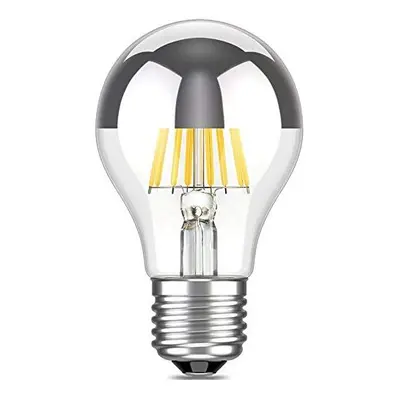 Vintage Retro Antique LED Filament Bulb A19 8W LED Light Bulb, Silver Bowl Tipped, E27 Base, Sof