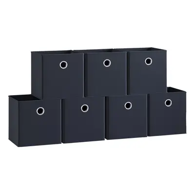 (Black, 7) Durham Basket Set Drawers Bookcase Organiser Box