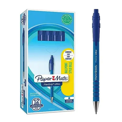 Paper Mate Flexgrip Ultra Retractable Ballpoint Pens | Medium Point (1.0mm) | Blue | Count