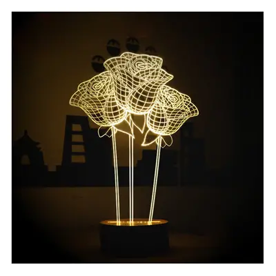 (Rose) 3D Visual LED Small Table Night Light For Holiday Valentine's Day