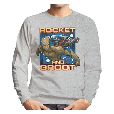 (Medium, Heather Grey) Marvel Guardians Of The Galaxy Rocket And Groot Men's Sweatshirt