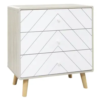 Dixie Drawer Chest of Storage Drawers in Dusty Grey and White With Wooden Legs