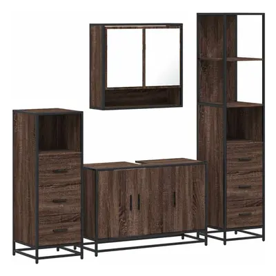 (brown oak) vidaXL 4ÃÂ Piece Bathroom Furniture SetÃÂ Brown Oak Engineered Wood