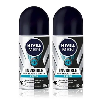 Nivea for Men Nivea Deodorant Invisible for Black & White Fresh Roll-On 50mlÂ Â Pack of