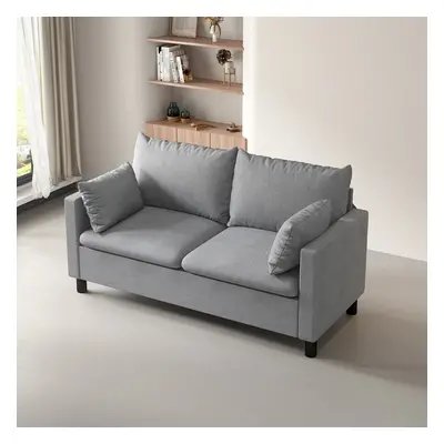 (GREY) Seater Linen Fabric Loveseat Sofa Laura