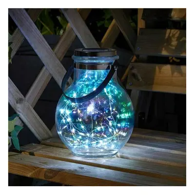 Solar Garden Firefly LED Pearlescent Iridescent Opal Glass Lantern