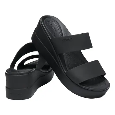 (Women's US10) Crocs Brooklyn Mid Wedge Womens Shoes Wedges Heel Sandals LiteRide Black/Black