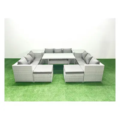 Fimous Rattan Garden Outdoor Furniture Set Seater Garden Sofa Rectangulr Dining Table Set with B