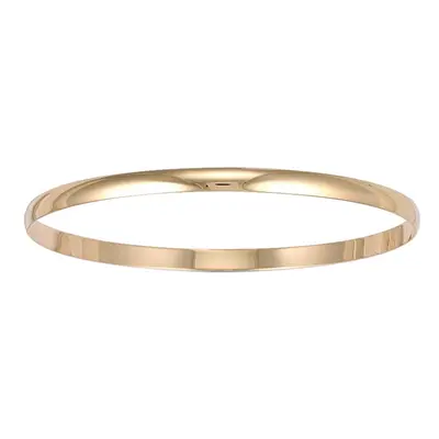 Jewelco London Ladies Solid 9ct Yellow Gold D-Shape 4mm Bangle Bracelet - JBG061