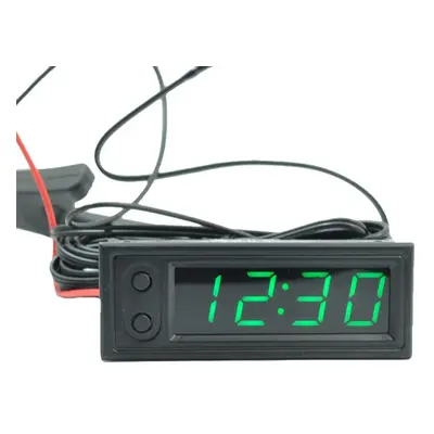 (Green) High Precision IN Car Clock Luminous Thermometer Voltmeter Car Temperature Battery Volta